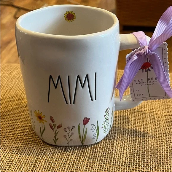 Rae Dunn White Floral Ceramic Mimi mug - Picture 1 of 4